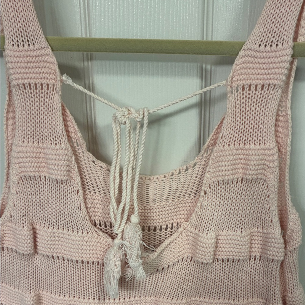 Women's Pink Crochet Knit Tank Top - Picture 2 of 4